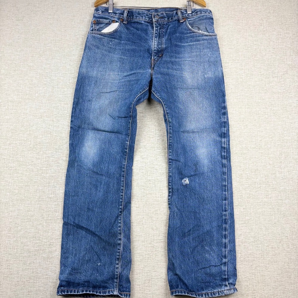 Levis 517 Mens 36x32 Y2K Style Bootcut Jeans Light Distress Festival Denim